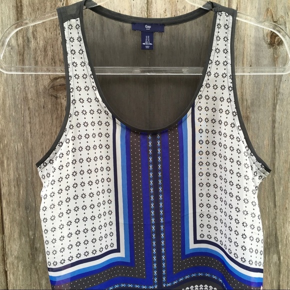 Gap Vintage Sheer Floral & Geometric Pattern Sleeveless Blouse Top Small - Picture 2 of 6